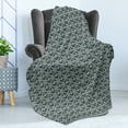 thumbnail image 4 of Fleur De Lis Soft Flannel Fleece Blanket, Abstract Dotted Rectangles with Floral Pattern Polka Dots with Vintage Motifs, Cozy Plush for Indoor and Outdoor Use, 70" x 90", Sage Green, by Ambesonne, 4 of 5