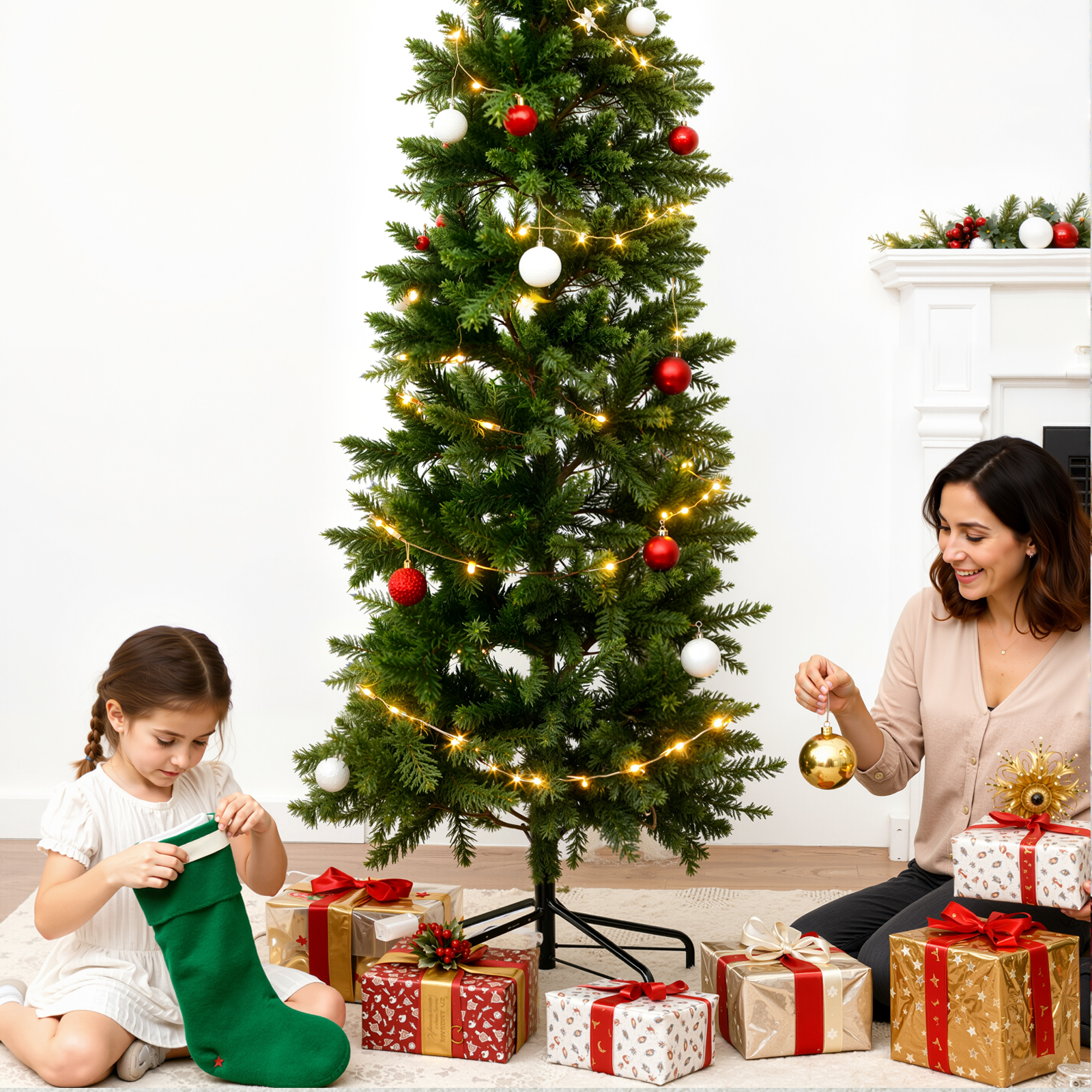 JIOABL 6-Foot Pre-Lit Fraser Fir Pencil Christmas Tree photo 8