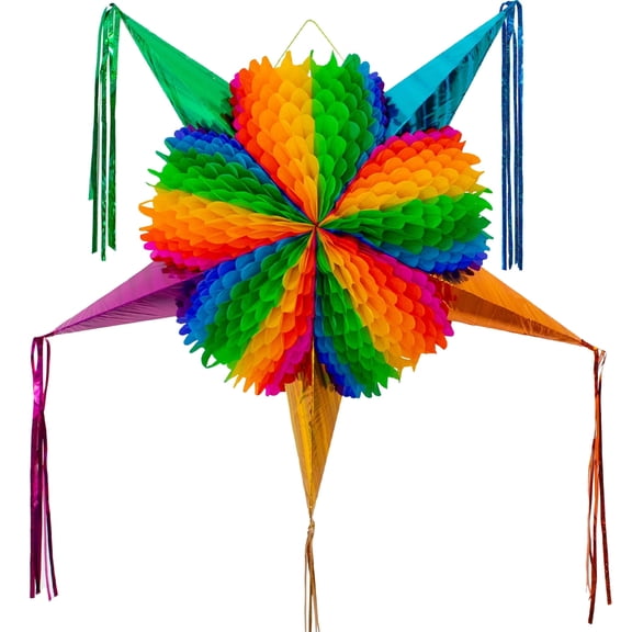 Mexican Piñata (X-Large 35 inches) - Rainbow Pinata - Authentic Handmade Foldable Large Pinata for Birthday Party - Piñatas para Cumpleaños - Mexican Pinata for Kids - Cinco de Mayo Pinata for Adults