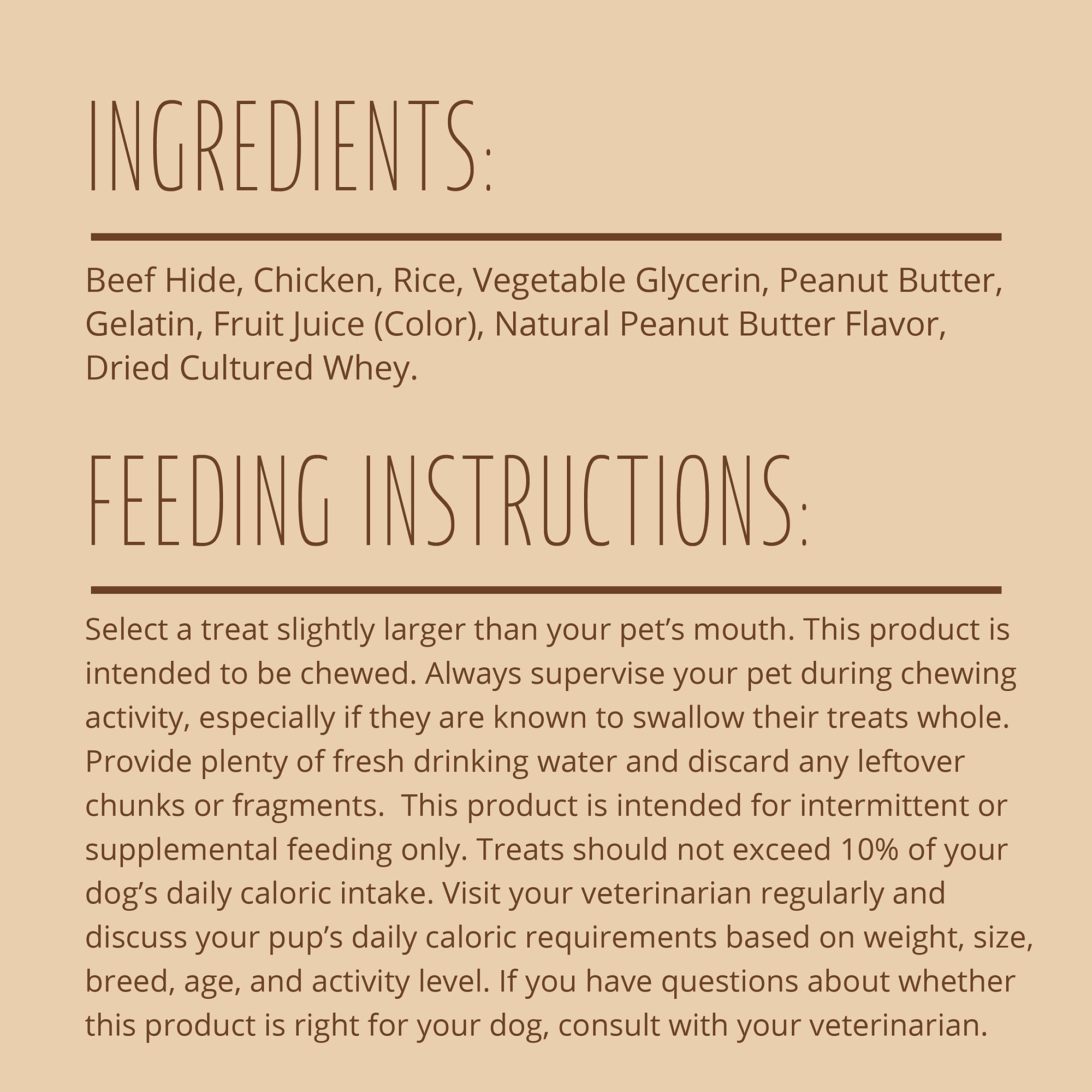 Better Belly Kabobs with Real Peanut Butter, Highly Digestible Rawhide Chews, 10 Count