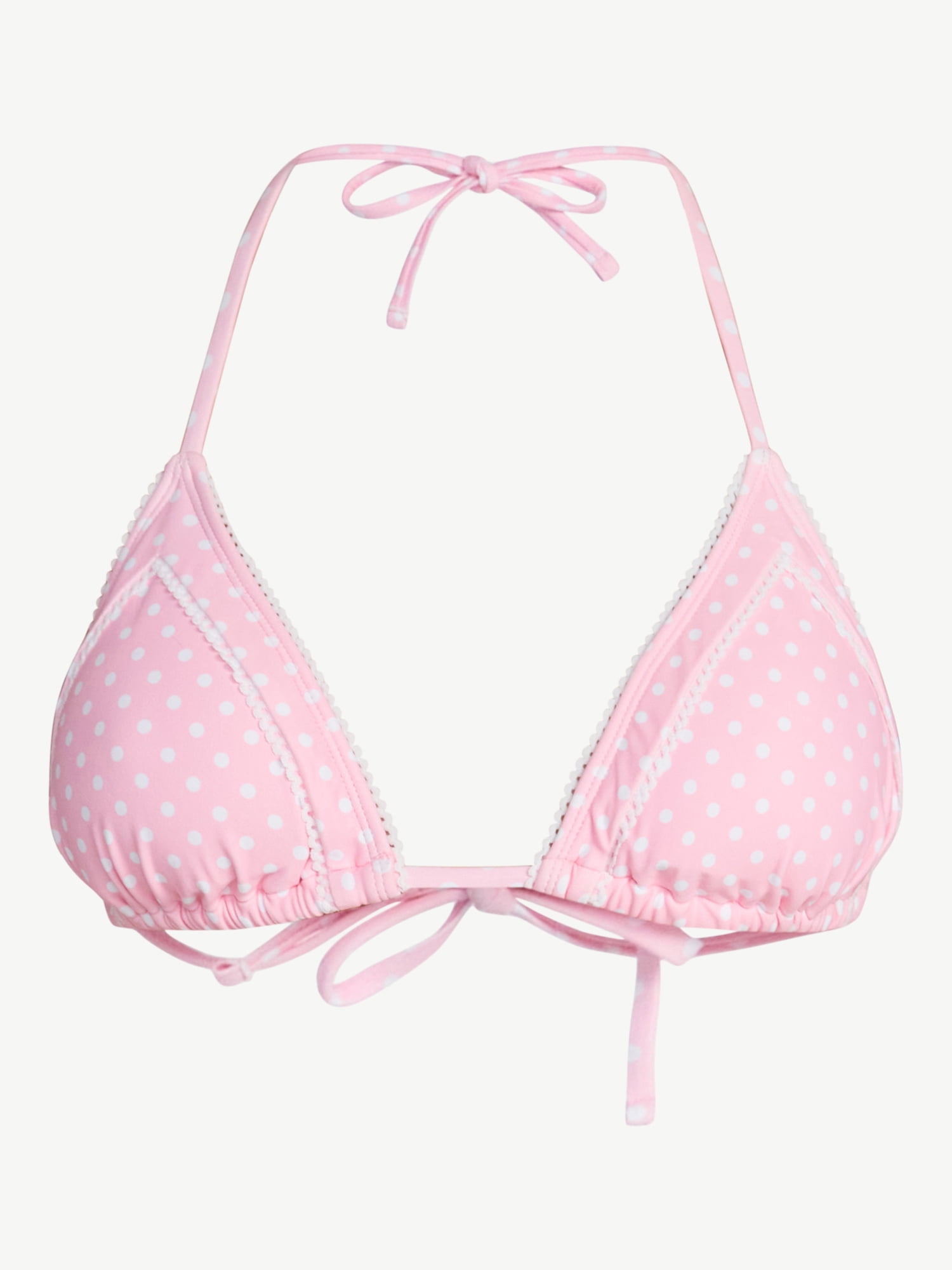 No Boundaries Femme Polka Dot Print Triangle Bikini Top, Women’s XXS-XXL