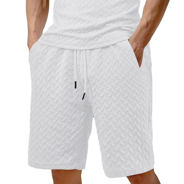 Pantalones Elásticos de la Cintura de los Hombres de Color Sólido Moda Casual con Bolsillos Encaje de la Cintura Pantalones Cortos, Pantalones Cómodos para Diarios