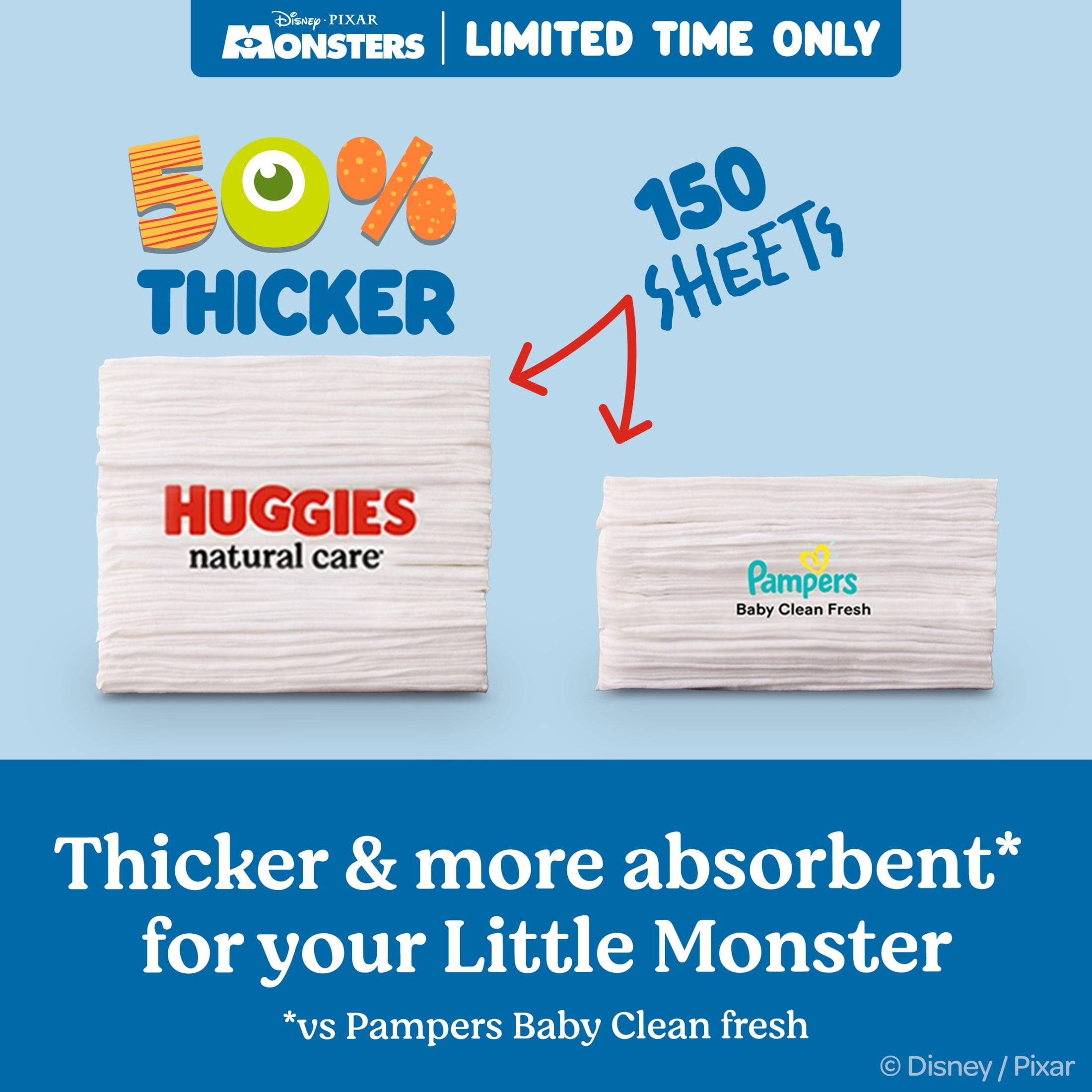 Huggies Natural Care Sensitive Little Monsters Edition Baby Wipes, 10 Pack, 560 Count