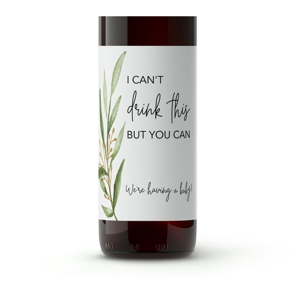 I can't drink this but you can ● SET of 5 ● GENDER NEUTRAL Pregnancy Announcement Wine Labels, Baby Reveal Wine Label, Announcement to Parents Friends Family Sticker, Alternative to card A320-5IDT