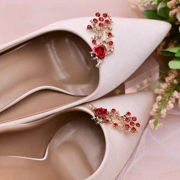 1 par de zapatos de boda con hebilla desmontable, zapatos de tacón alto con diamantes de imitación, Clip para zapatos, decoración de zapatos florales Diy, accesorios para zapatos de fiesta de boda Feliz Sencillez