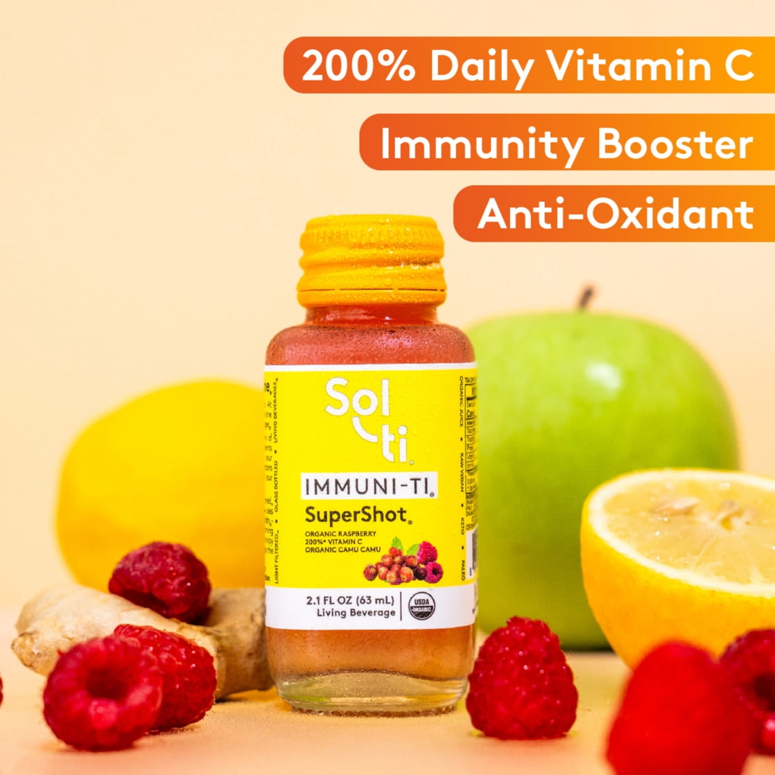 Sol-Ti Immuni-ti SuperShot Organic Raspberry Living Beverage 2.1 fl oz