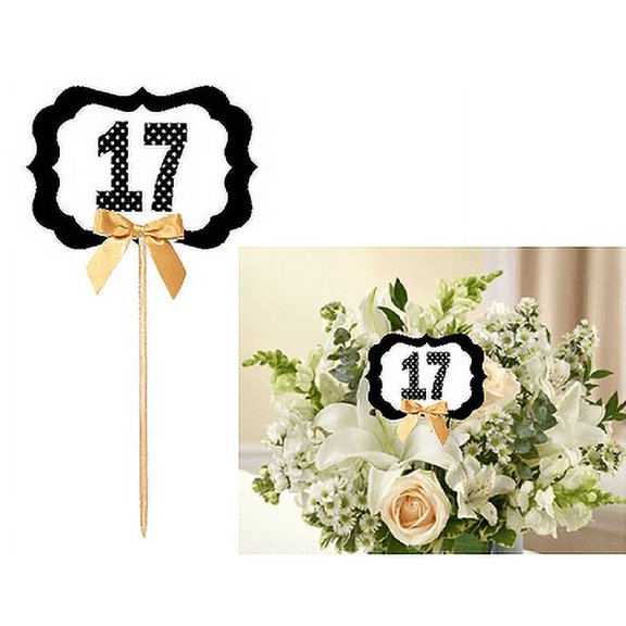 17th Birthday / Anniversary Table Decoration Party Centerpiece Pick - Set of 6