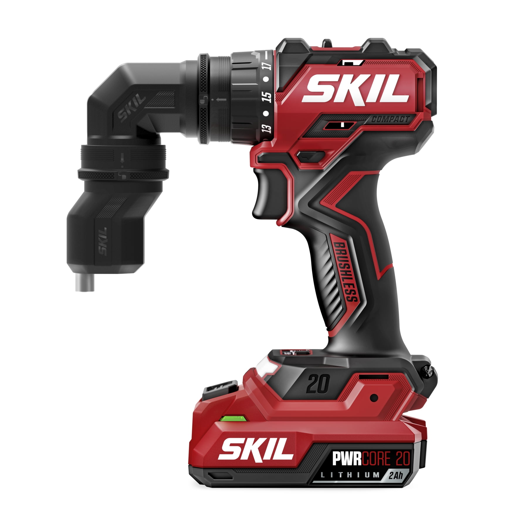 SKIL Brushless 20V Compact Multi-Head Drill Driver Kit Including 2.0 Ah USB-C Battery & PD Charger-QD6293B-10