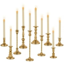 Nuptio  Set of 10 Gold Candlestick Holders, Tall Vintage Metal Taper Candle Holders for Dinning Table Centerpiece Mantel Decoration