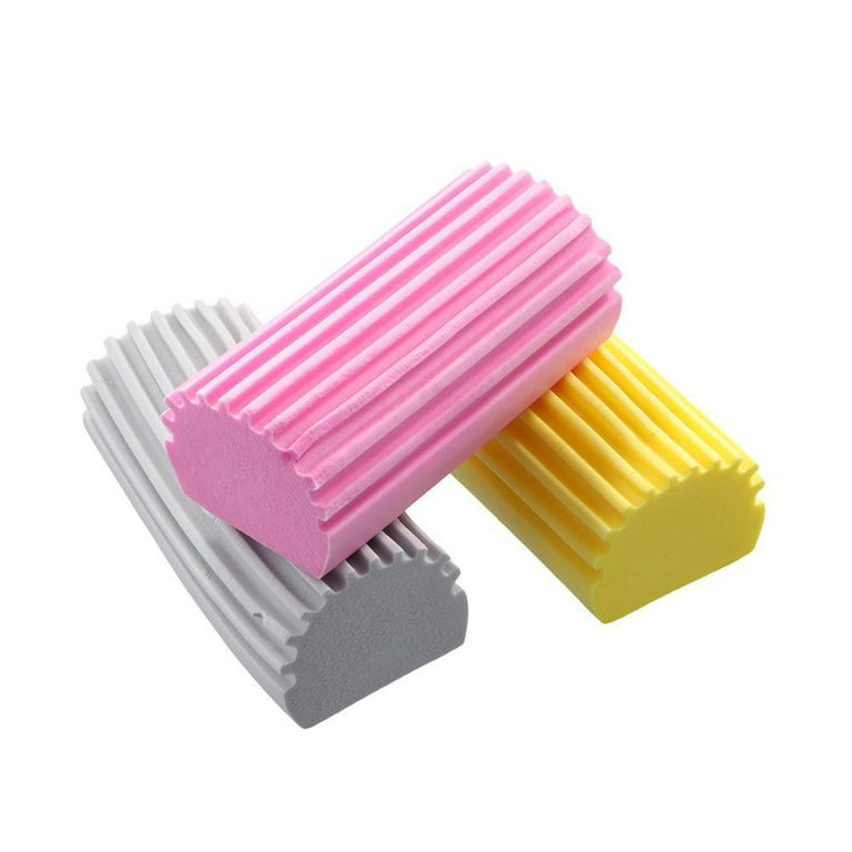 Mego 3pcs Damp Duster, Reusable Dusters for Cleaning Blinds, Vents, Ceiling Fan, Mirrors and Cobweb (Grey+Yellow+Pink), Size: 11.5*5.5*4.3cm/4.5*2.2*