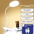 thumbnail image 1 of Lampe de Bureau à Pince à DEL Rechargeable avec Recharge USB‐C : Lumière Respectueuse des Yeux, à Intensité Réglable et à Couleurs Réglables pour Étudiants, Résidences Étudiantes, Lecture de Chevet – Comprend un Câble USB‐C de 1,5 m, Pince et Support Portatifs, 1 of 6