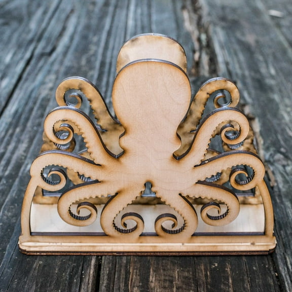 Hip Flask Plus Raw Wood Craft Octopus Napkin Holder - Rustic Napkin Organizer