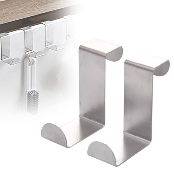 2Pcs Over The Door Hooks Z-Shaped Hanging Hooks Dual Head Fits 2" & 1" Door Widths, Reversible Single Hanger Hook for Over The Door, Bathroom, Kitchen, Cupboard, Drawer