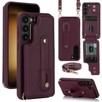 Dteck Samsung Galaxy S22 Plus Case 6.6 inch Wallet with RFID Blocking Card Slots, Crossbody Leather Detachable Shoulder Strap Flip Case with Magnetic Clasp and Kickstand for Men Women,Winered