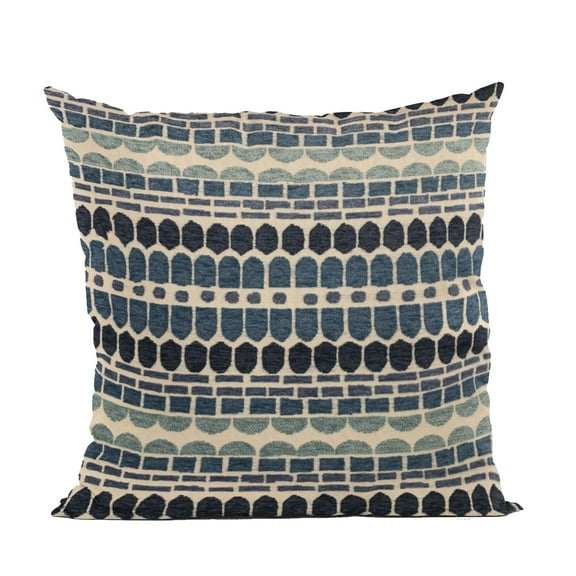 Plutus 20" x 20" Harmony Border Luxury Throw Pillow in Blue