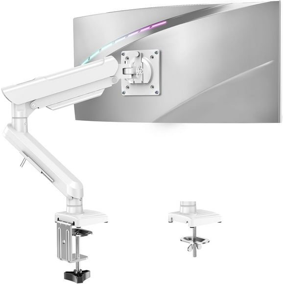 Single Monitor Desk Mount Adjustable Gas Spring Monitor Arm Support Max Screen Computer Monitors Stand with Clamp/Grommet Mounting Base VESA Mounts Fit ..lbs Computer Bl