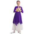 thumbnail image 3 of Ocealan Robe Métallique à Manches Longues pour Filles, Style Ballet, Moderne Contemporain, Danse, Lavande, Taille 10, 3 of 7