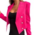 thumbnail image 5 of Joernso Long Sleeve Solid Color Loose Fit Women Blazer Double-breasted Placket Lapel Short Suit Jacket Outerwear, 5 of 8