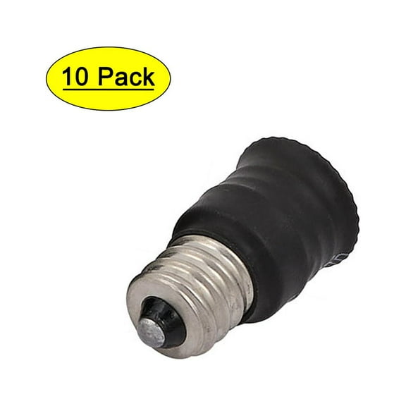 Unique Bargains 10pcs E12 to E14 Lamp Extender Adapter Converter Light Bulb Socket Holder Black