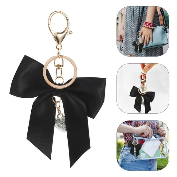 Clispeed Elegant Black Bow Bag Charm Zinc Alloy Keychain for Decorating Backpacks and Keys
