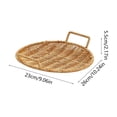 thumbnail image 3 of Yhmxh Round Handwoven Rattan Serving Tray with Double Handles, Woven Bread Basket & Fruit Bowl for Kitchen Counter, Stackable Wicker Platter Plastic Rattan Baskets for Fruits, Snacks, Fries, Bread, 3 of 6