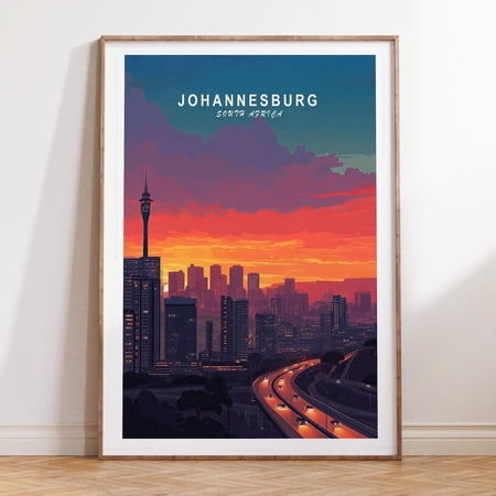 Johannesburg South Africa Modern Urban Print, Unframed Paper Print Size 8x12