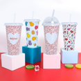 thumbnail image 1 of Rojo estrella Taza de decoloración de paja, 710ml, cambio de plástico con tapa de paja, taza de té reutilizable, taza de café, 1 Uds., 1 of 2