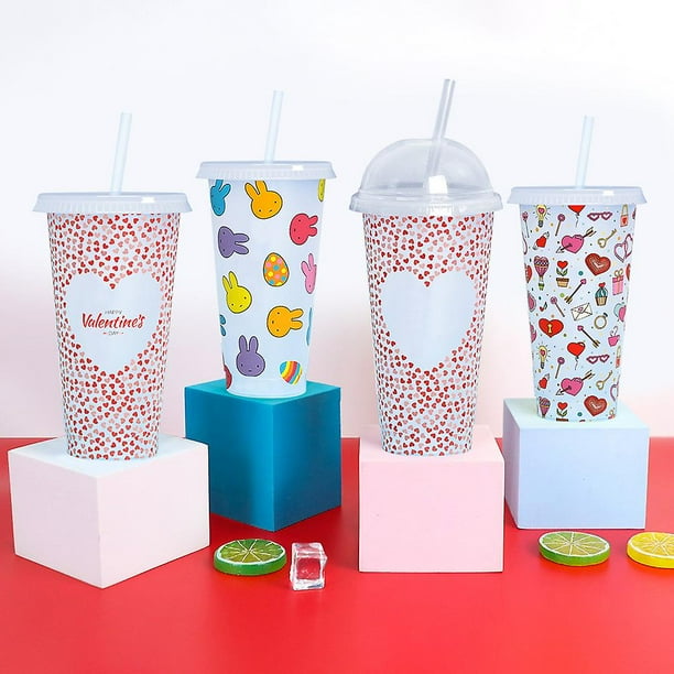 Semana Santa Taza de decoloración de paja, 710ml, cambio de plástico con tapa de paja, taza de té reutilizable, taza de café, 1 Uds.