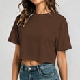thumbnail image 2 of RMGVDSD Women's Cropped T Shirts Summer Short Sleeve Round Neck Crop Tops Casual Solid Color Basic Tees Streetwear Tshirts, 2 of 7
