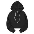 thumbnail image 4 of Duoif Women's Hoodies, Lapel Collar Oversized Short Sweatshirt - Women's Loose Fit Womens Sweatshirt Black L, 4 of 5