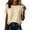 Summer Tops for Women Beige, variant on Womens Cotton Linen Summer Tops, Ruffle 3/4 Sleeve Shirts for Women Casual Lightweight Side Slit Crewneck Dressy Blouses with Buttons