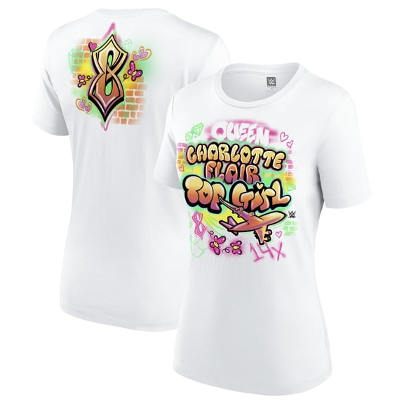 Women's White Charlotte Flair Top Girl Graffiti T-Shirt