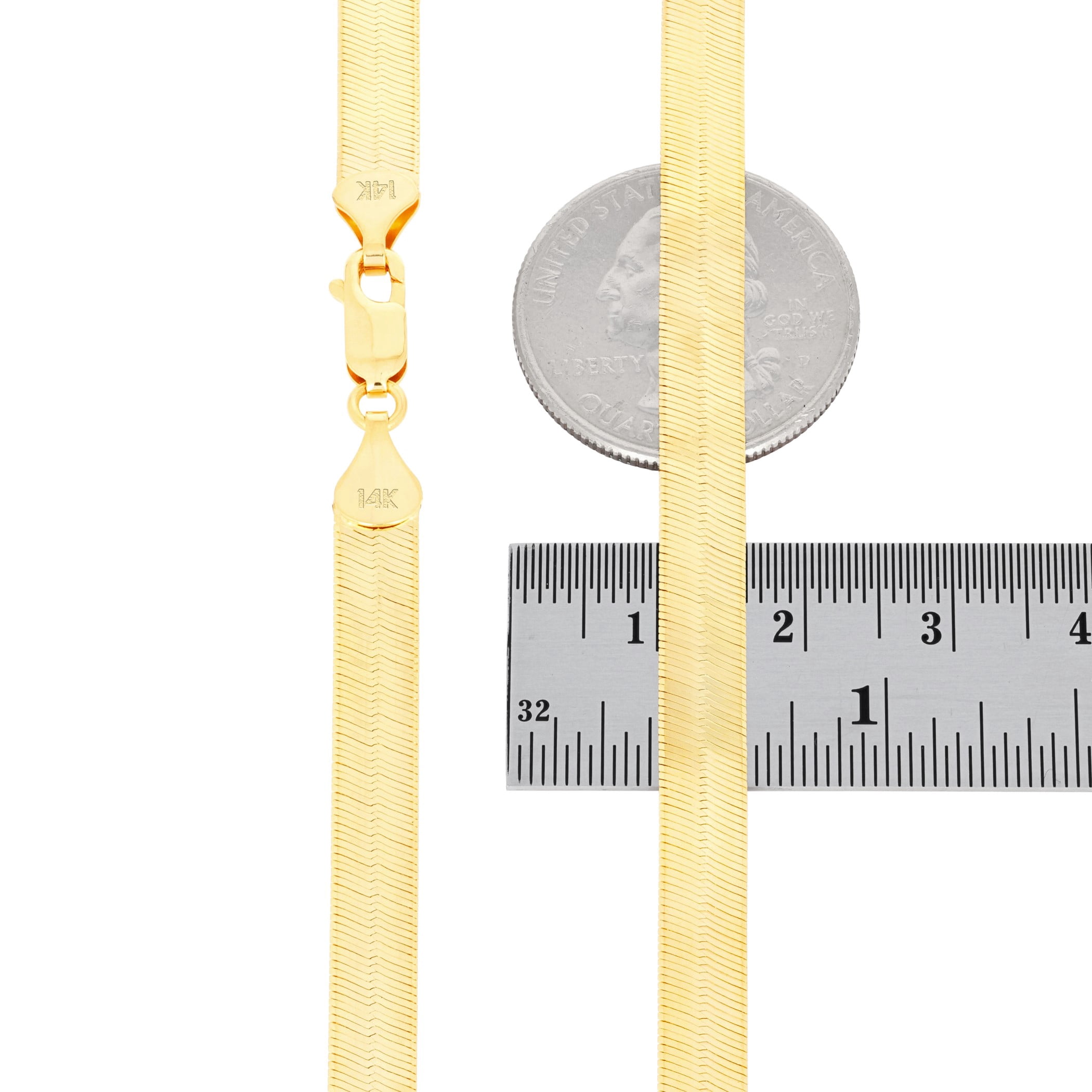 Nuragold 14k Real Yellow Gold Solid Herringbone Flexible 6mm Chain Necklace (16"-24") Italian Jewelry for Men & Women
