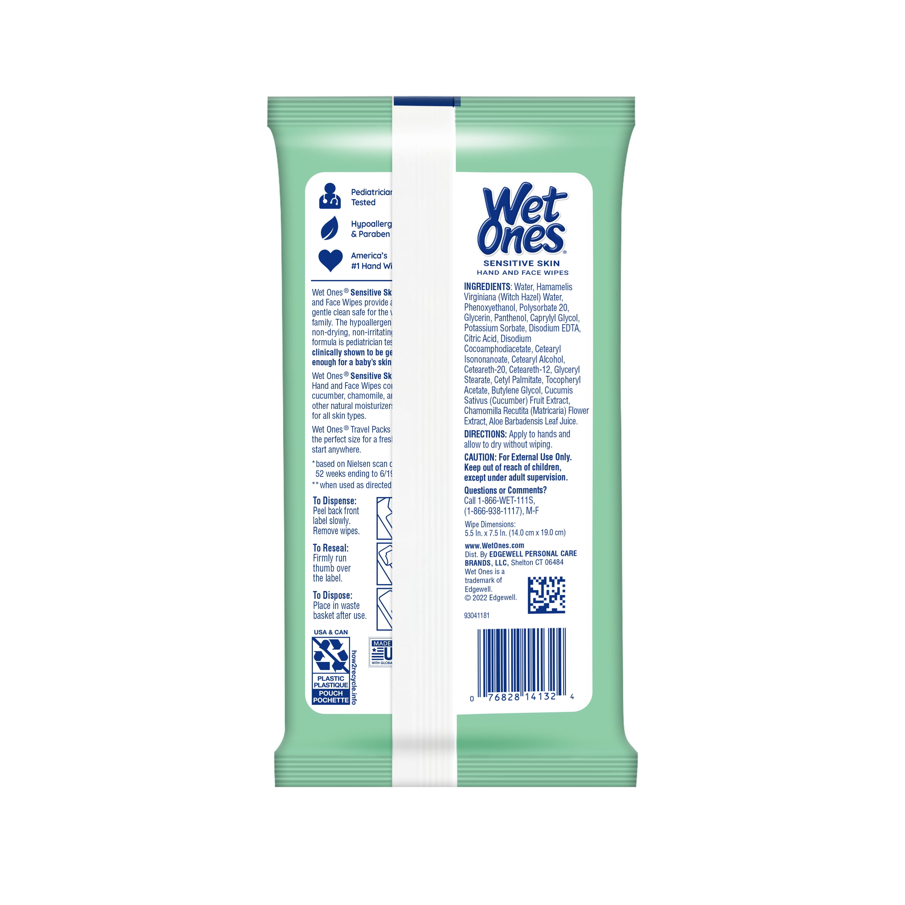 Wet Ones Hand Wipes Travel Pack, Sensitive Skin, 20ct (Pack of 30)