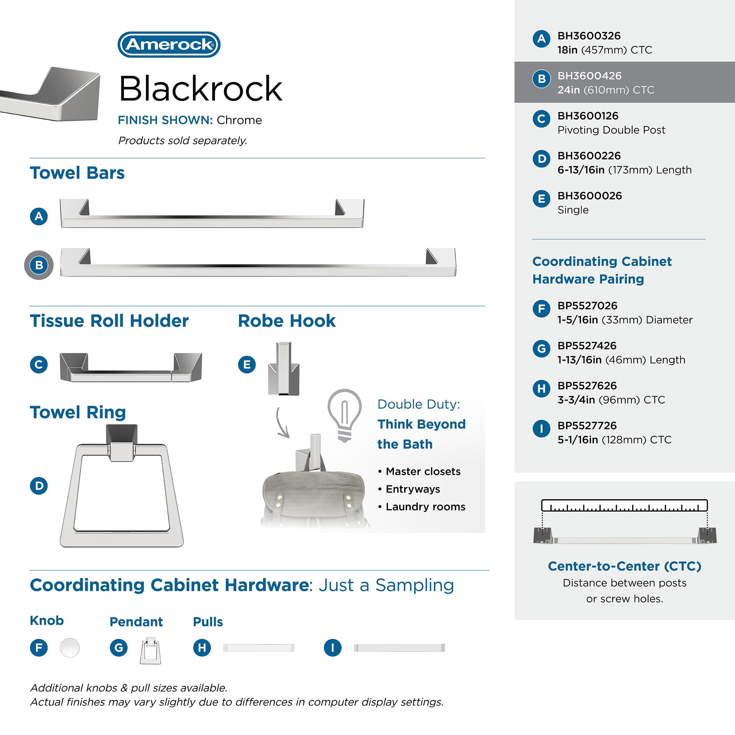 Amerock Blackrock Chrome 24 inch (610mm) Towel Bar