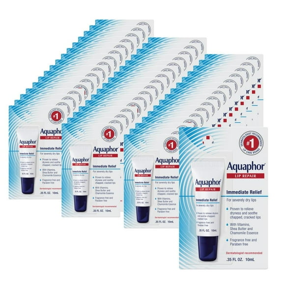 Pomada reparadora de labios Aquaphor, humectante de larga duración, 10 ml x 48
