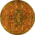 thumbnail image 1 of Ahgly Company Machine Washable Indoor Round Persian Yellow Traditional Area Rugs, 4' Round, 1 of 4