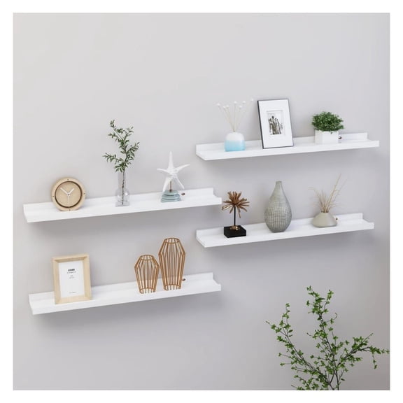Wall Shelves 4 Pcs White 23.6"x3.5"x1.2" - Floating Shelves for Living Room, Bedroom, Kitchen - Decorative MDF Wall Mounted Shelves for Books, Collectibles