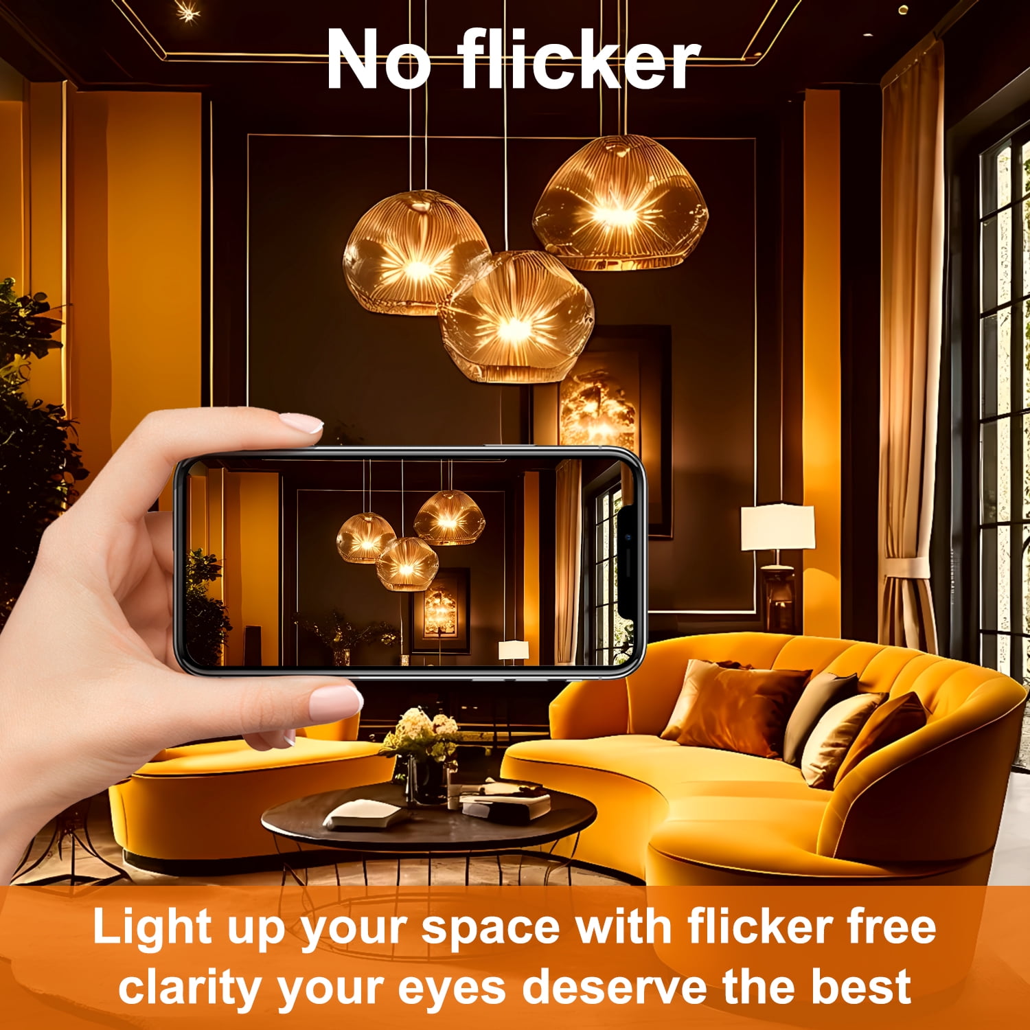 Sinvic A19 Vintage LED Bulb (6 Pack) 4W (Equiv.40W) Dimmable No Flicker 320LM 2200K Amber E26 Base Ultra-Thin Spiral Filament