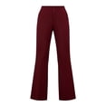thumbnail image 4 of Qgtaibl High Waisted Flare Work Pants for Women Double Button Slim Fit Dress Trousers with Pockets Solid Color Business Casual Pants Wine XL, 4 of 6