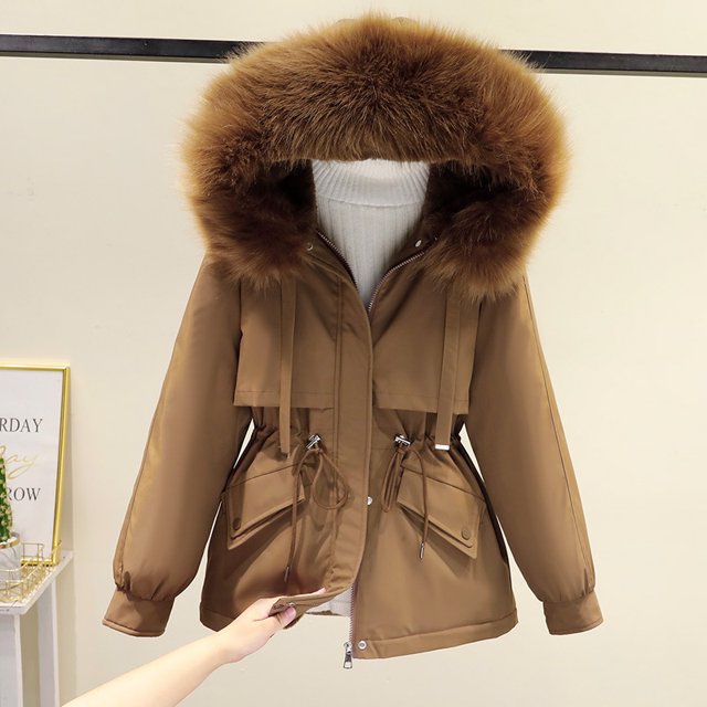 Chaqueta de algodón versátil de felpa para mujer, versión coreana, chaqueta corta de algodón, chaqueta suelta, chaqueta de algodón