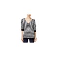 thumbnail image 1 of Tommy Hilfiger Womens Striped Cable Pullover Sweater, Blue, Small, 1 of 1