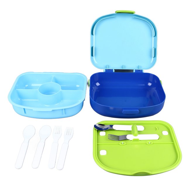 Boîte à Lunch Bento pour Enfants à 4 Compartiments, Contenants de Boîte à Lunch Isolants de Qualité Alimentaire avec Poignée de Transport pour l'École