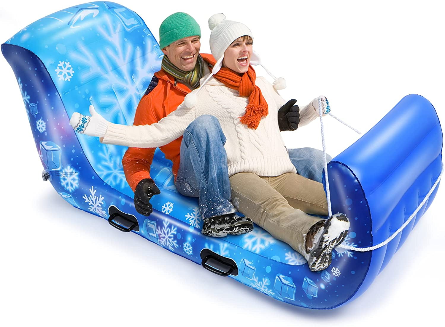 Christmas Snow Tube For 2 Persons Inflatable Snow Sled With - Temu