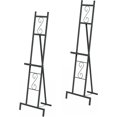 thumbnail image 1 of OUSHENG 2 Pack Easel Stand for Sign, Large Wedding Welcome Mirror Holder, Adjustable Free Standing Painting Rack with Chain Support for Display Poster Picture Frame Art, 17" x 17" x 58", Black, 1 of 7