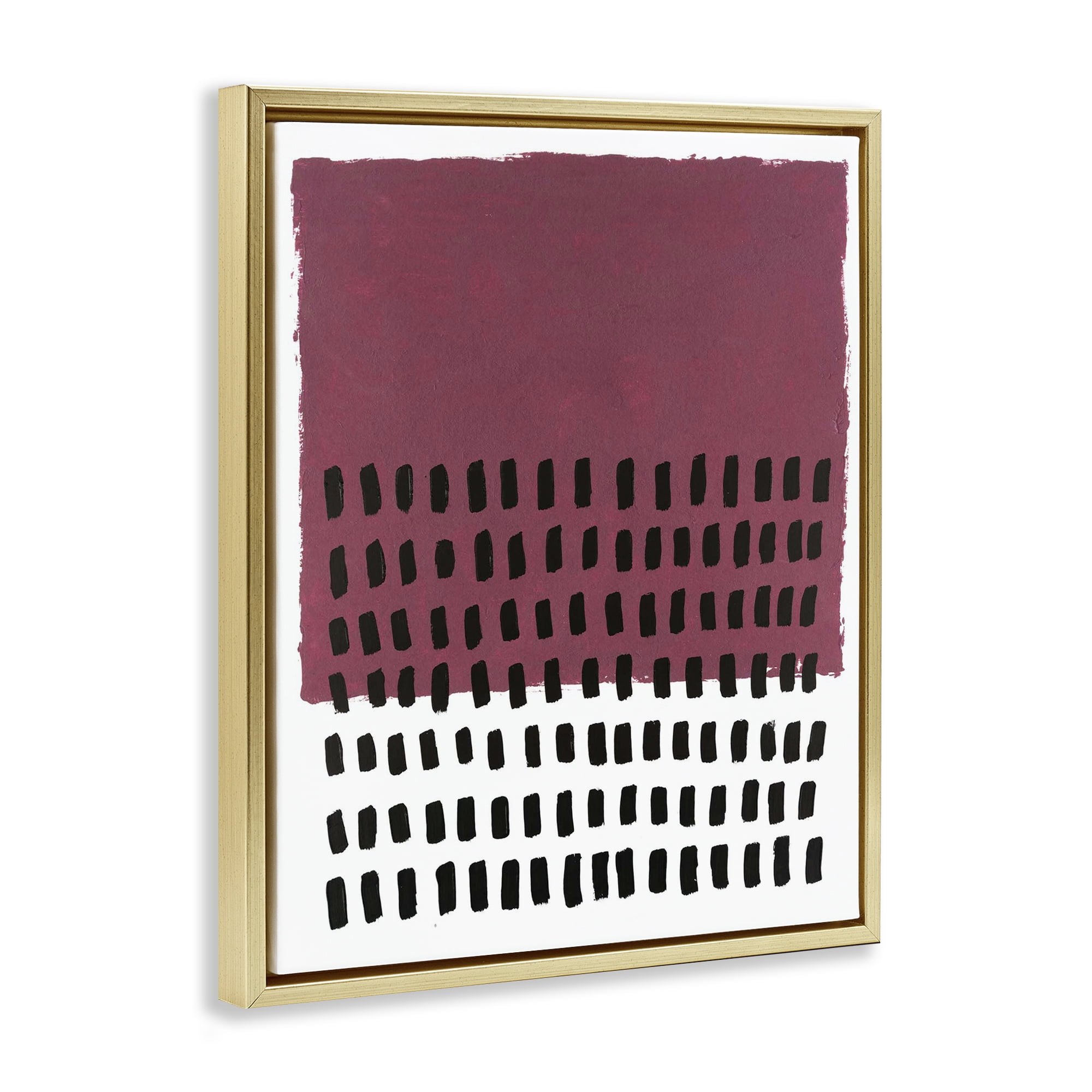 Stupell Industries Red Dotted Pattern Abstract Painting Gold Floater Framed Canvas Art Print Wall Art, 17 x 21