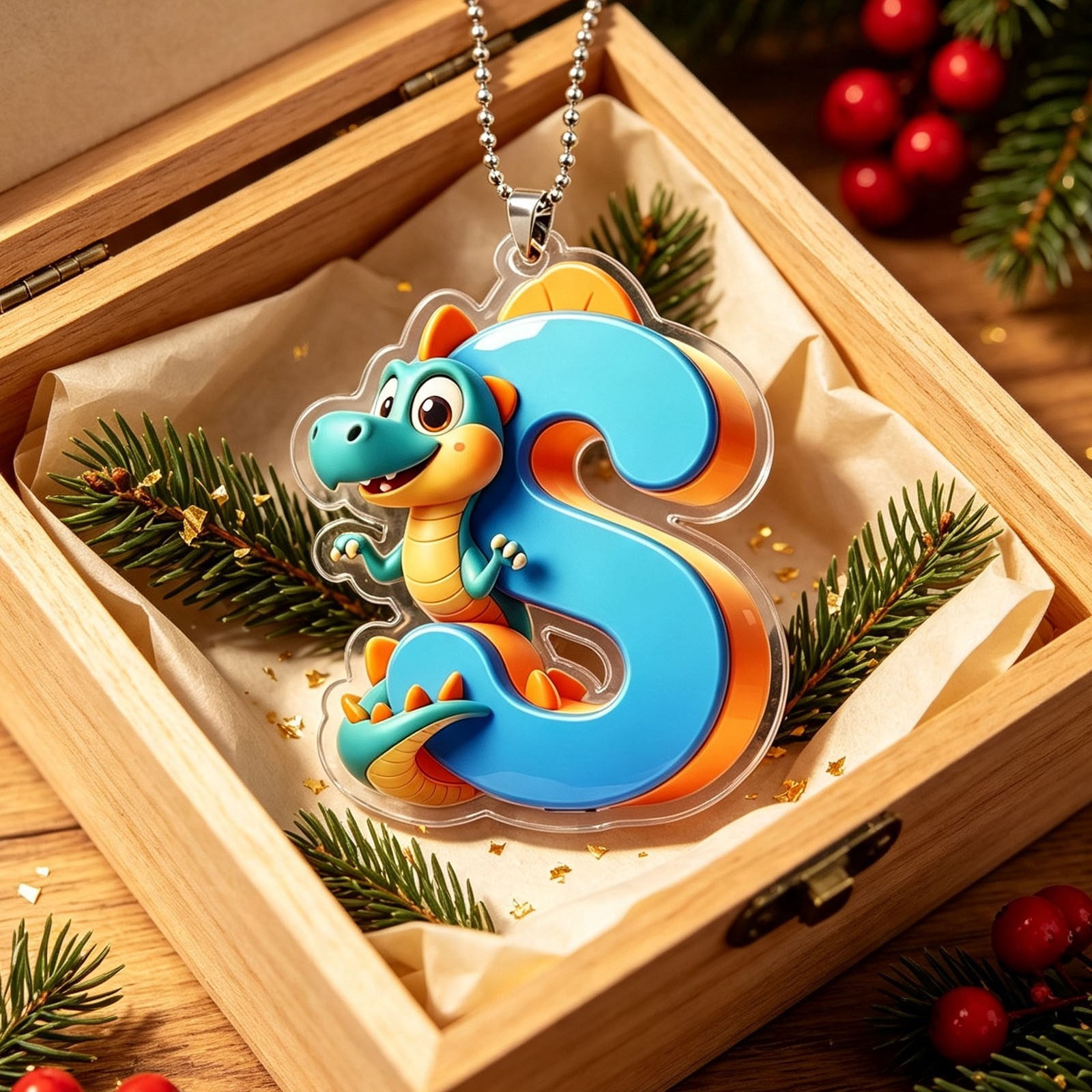 PLPPYFS Dinosaur Christmas Ornaments, Personalized Letter Ornaments for ...