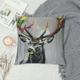 thumbnail image 2 of JEUXUS Animal Deer Watercolor Elk Modern Colorful Splash-Ink Art Pillow Case White, 2 of 5