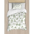 thumbnail image 1 of Jasmine Duvet Cover Set Twin Size, Watercolor Botany Theme with Flourishing Jasmine Sprouts Image, Decorative 2 Piece Bedding Set with 1 Pillow Sham, Coconut Pale Green and Yellow, by Ambesonne, 1 of 3