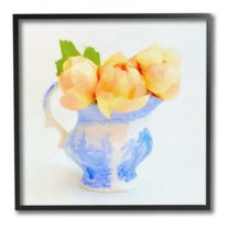 Stupell Industries Yellow Blooms in Pitcher Botanical & Floral Painting Black Framed Art Print Wall Art, 12 x 12